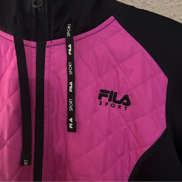 Fila Sport Girl's Full Zip Hooded Jacket Pink/Black Athletic Sports Workout - Picture 2 of 10
